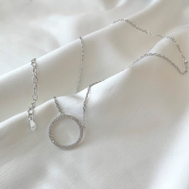 Sparkling Diamond Circle Necklace