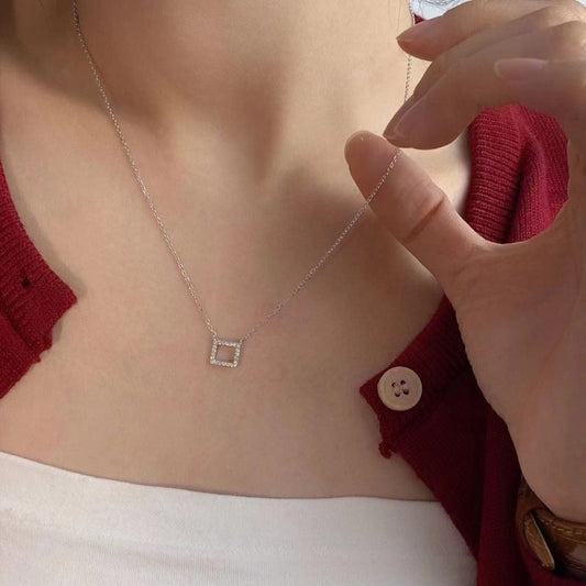 square necklace silver for women