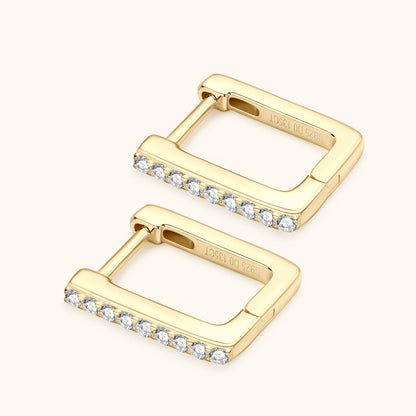 Elegant Square Moissanite Hoop Earrings

