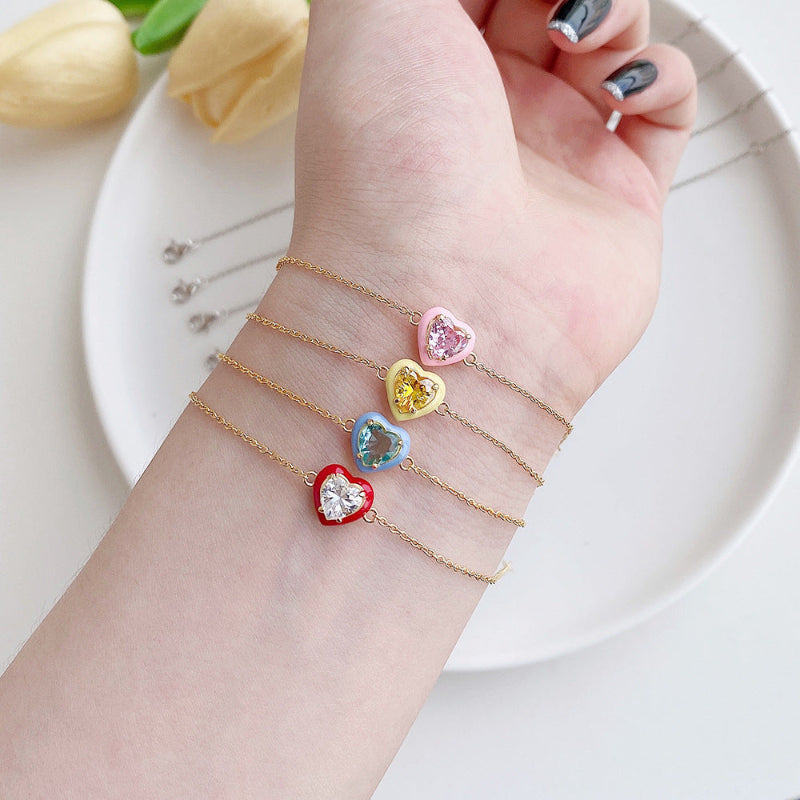 Pastel Heart Chain Bracelets

