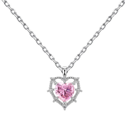 Cubic Zirconia Heart Halo Necklace


