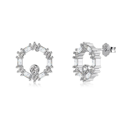 Modern Open Hexagon CZ Earrings



