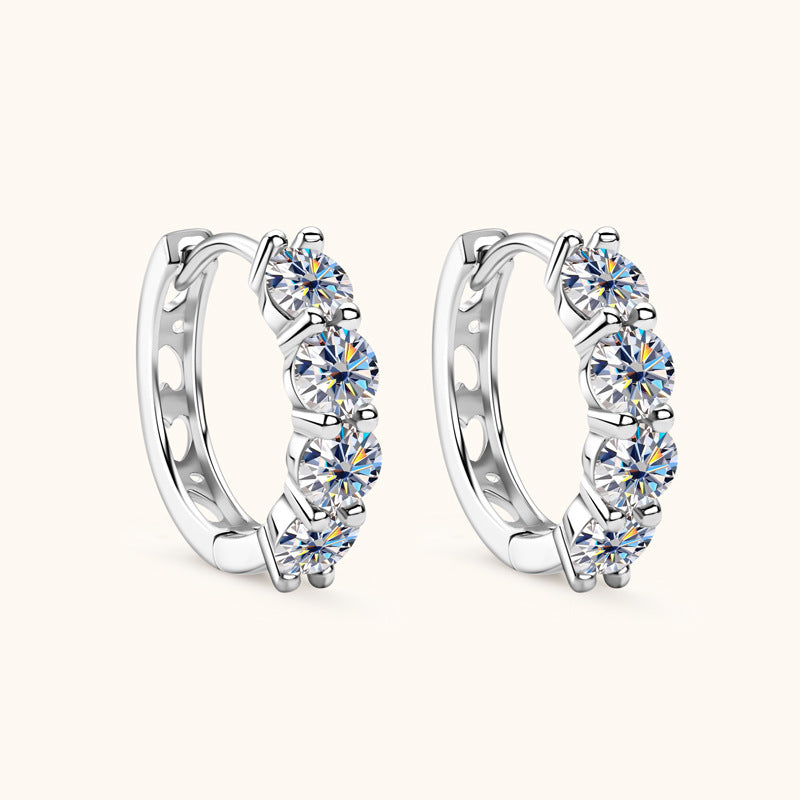 Elegant Silver Moissanite Hoops

