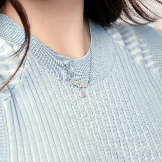 Zirconia Wings Waterdrop Pendant Necklace for Women - JIMMY JEWELRY 01
