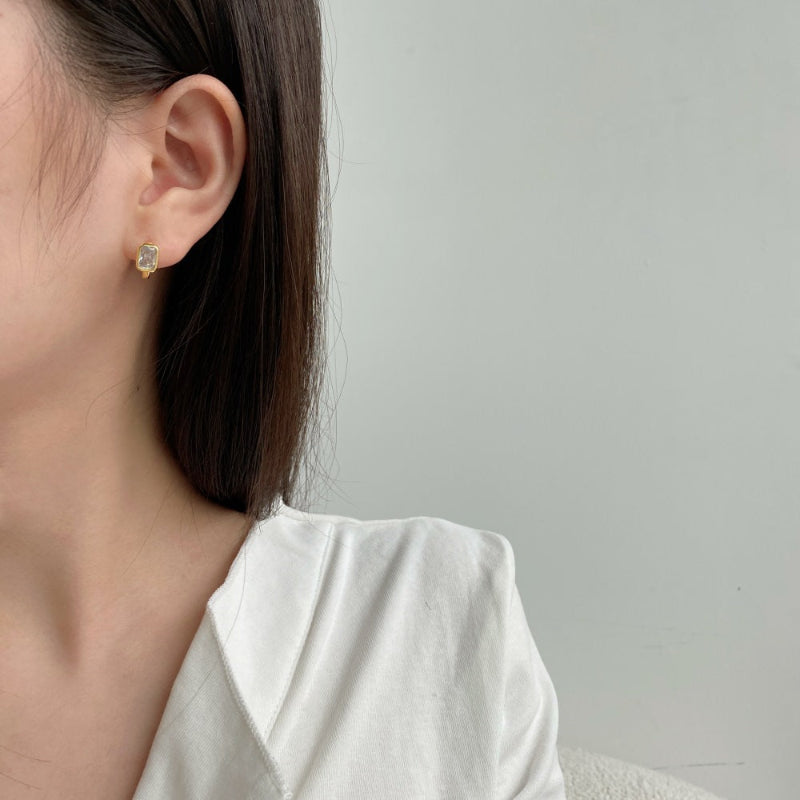 Contemporary Emerald Cut Hoops

