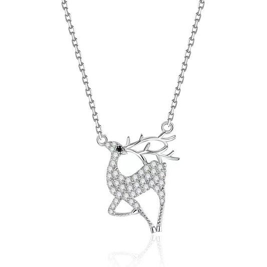 Diamond deer necklace