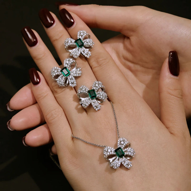 Dainty Zirconia Bow Pendant