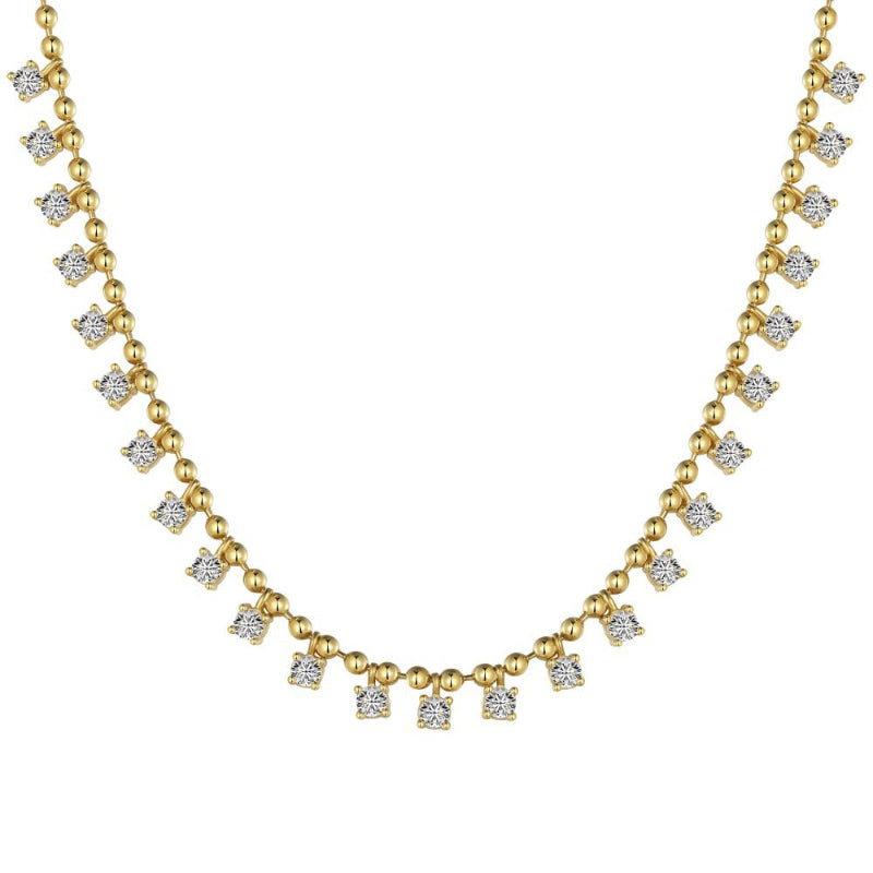 Dazzling Bead Chain Zirconia Necklace