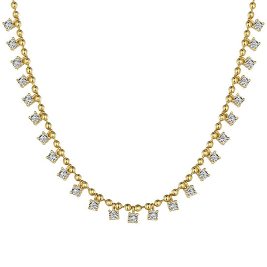 Dazzling Bead Chain Zirconia Necklace