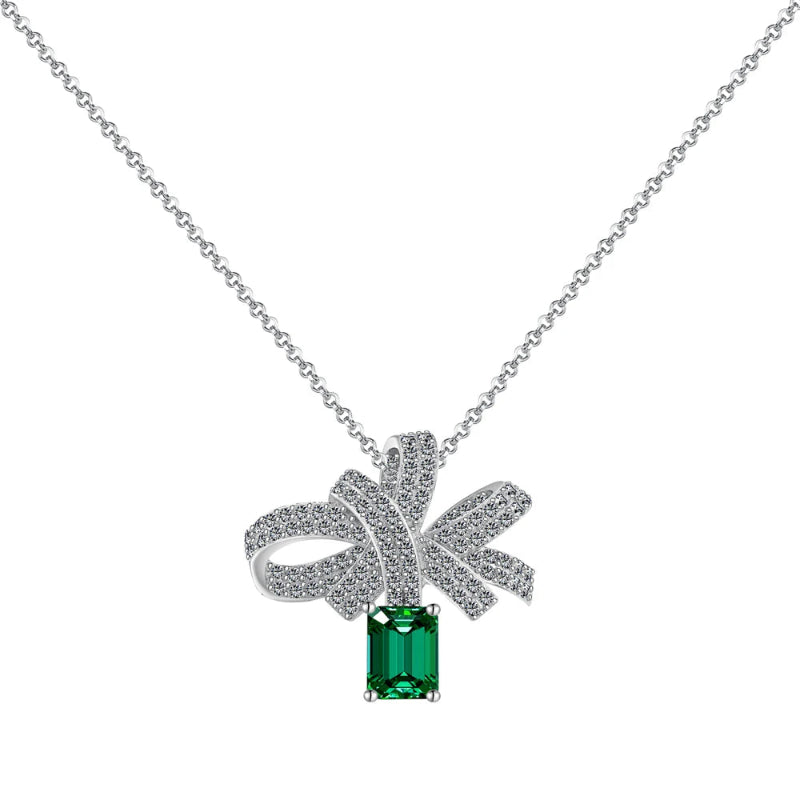 Elegant Zirconia Bow Necklace
