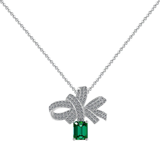 Elegant Zirconia Bow Necklace