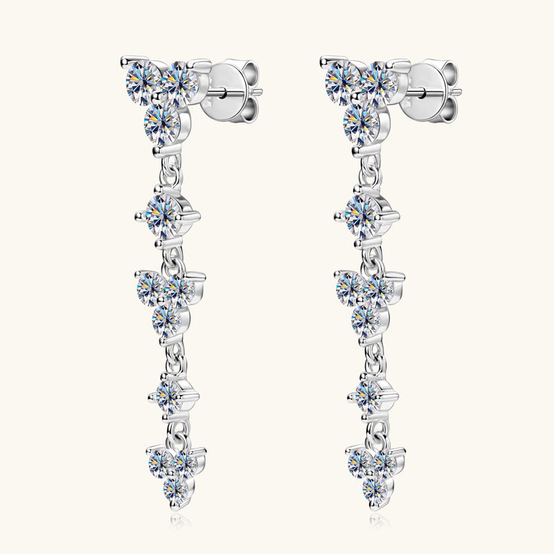 3EX Cut Moissanite Floral Chain Earrings

