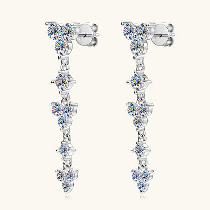 3EX Cut Moissanite Floral Chain Earrings

