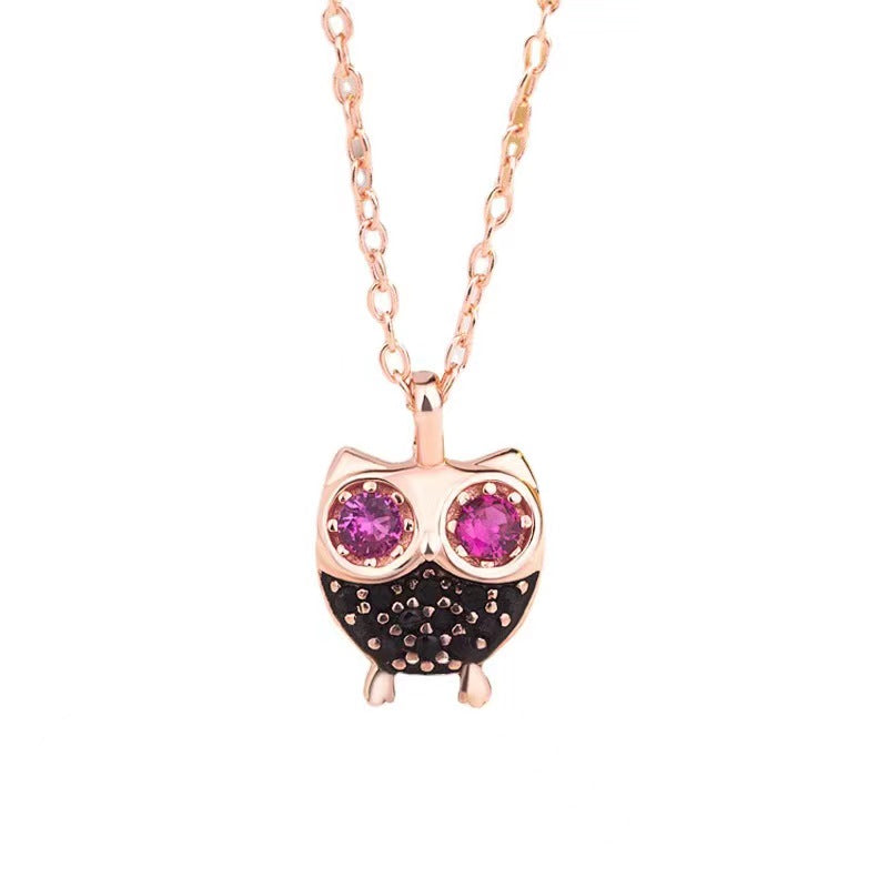 Owl pendant necklace silver