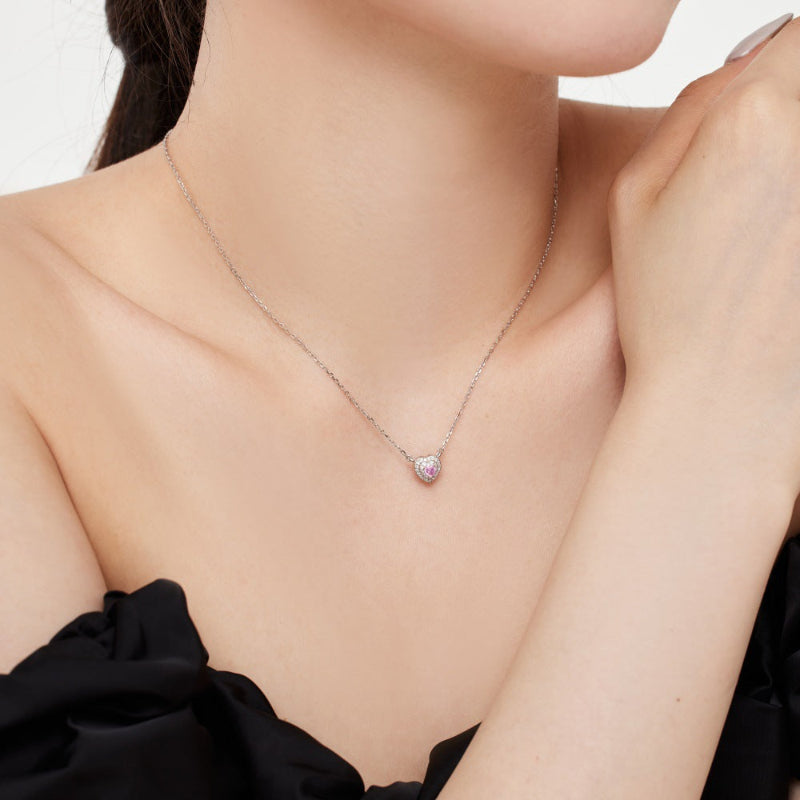 Elegant Silver Nested Heart Halo Necklace

