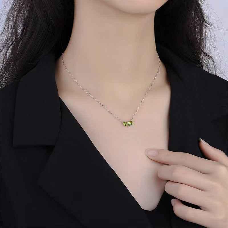 silver green heart jewelry fow women