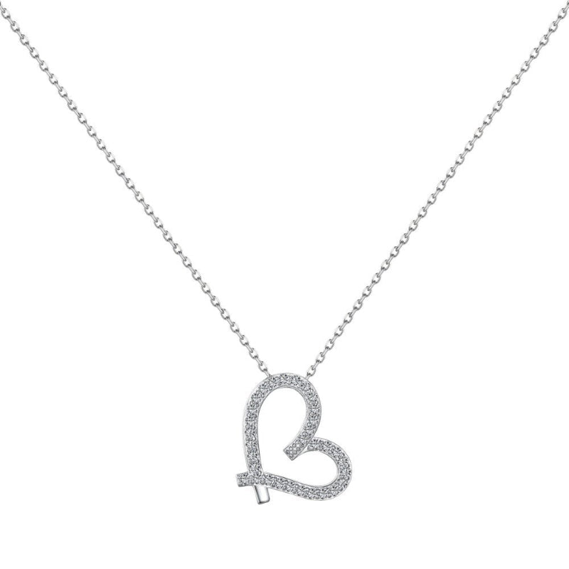 Elegant Silver Open Heart with Pave Crystals

