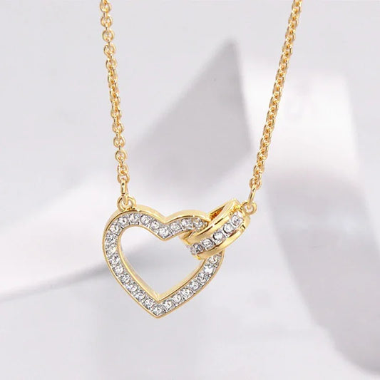 interlock diamond heart necklace - JIMMY JEWELRY 01
