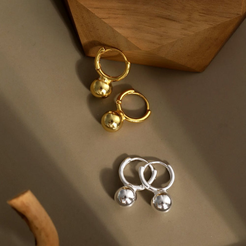 Minimalist Gold Ball Hoops


