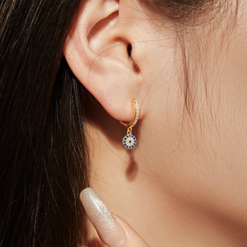 silver eye earrings