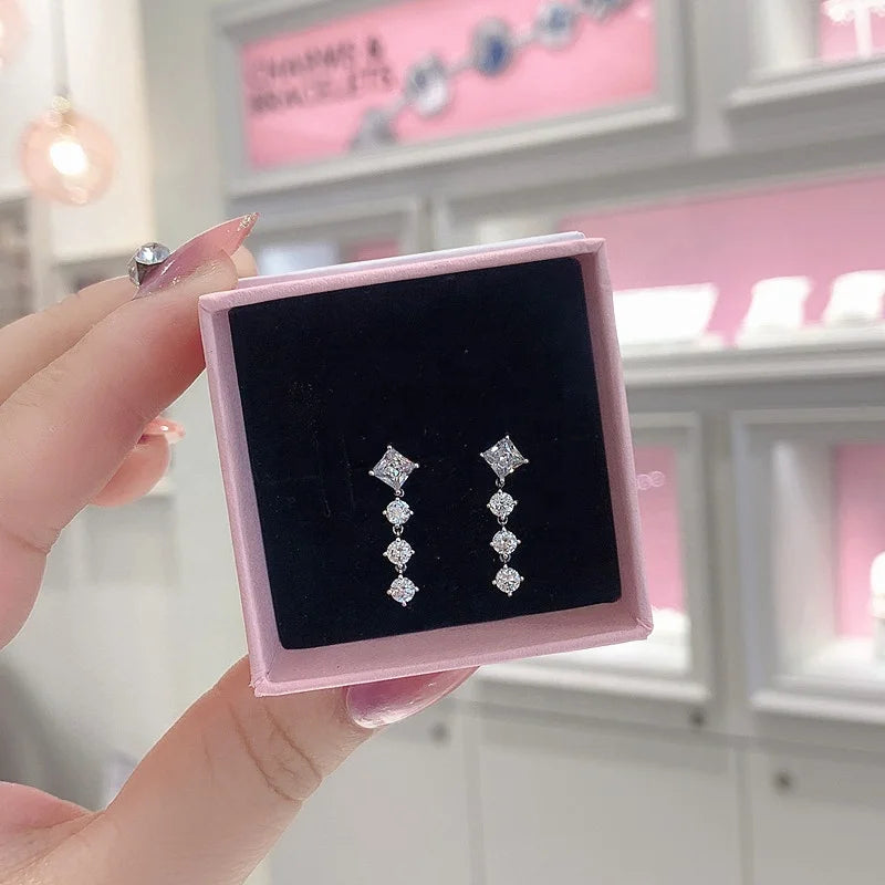 Square Top with Round Drops Earrings

