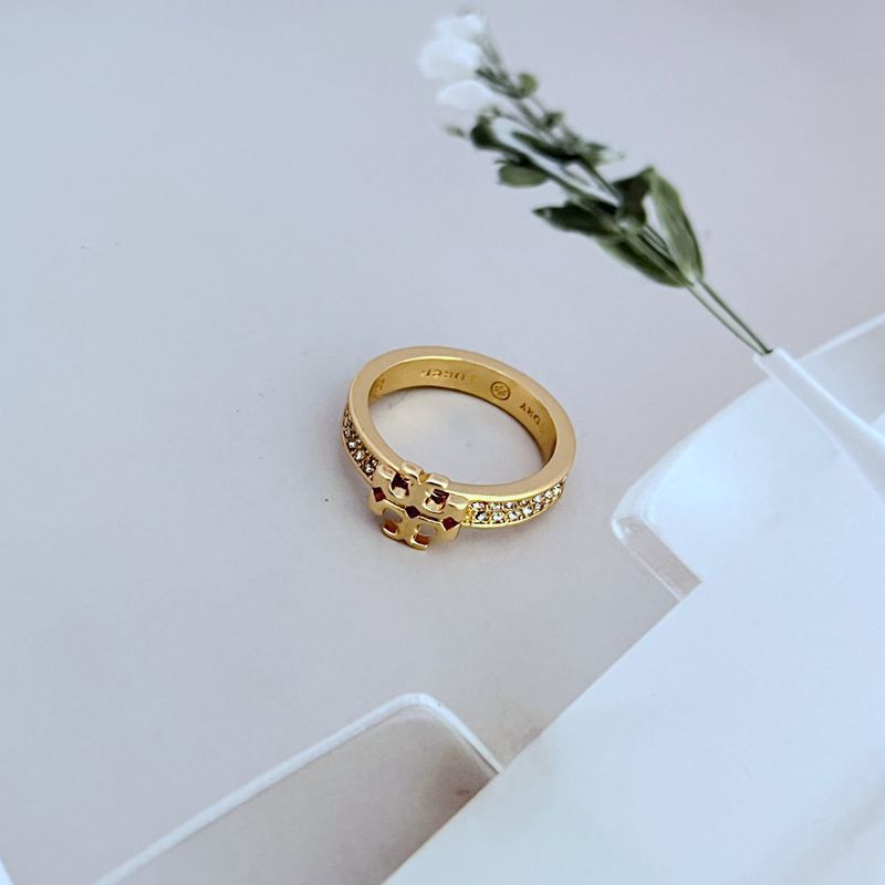 Shimmering Crystal Band Logo Rings

