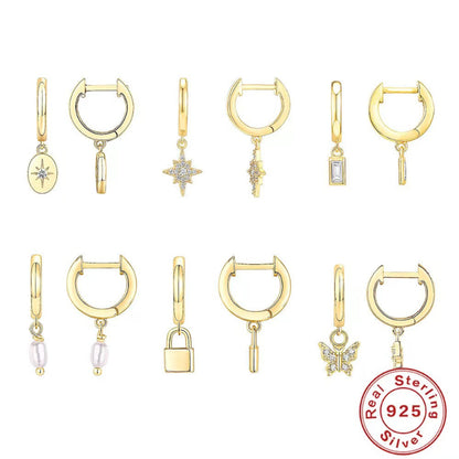 14K Gold Plated S925 Sterling Silver Post Lightweight Drop cuff earrings