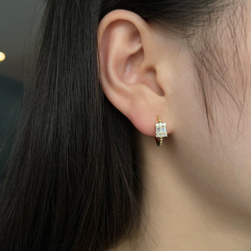 Modern Crystal Half-Hoop Earrings

