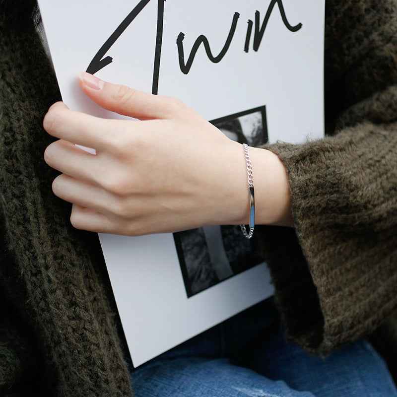 925 Sterling Silver Minimalist Bracelet for Women - Elegant Silver Bar Design