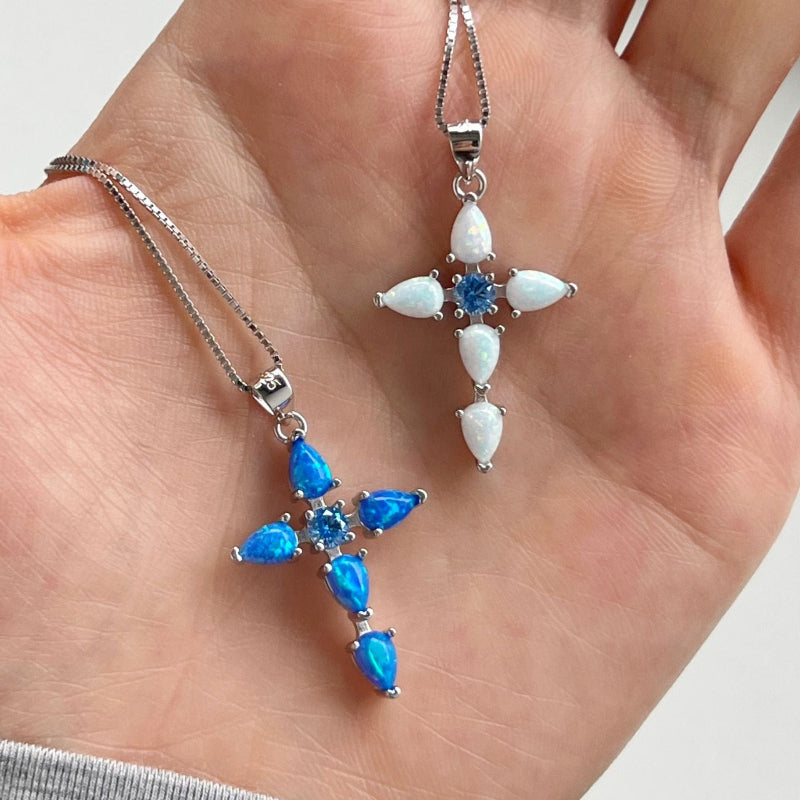 Enchanting Opal Cross Pendant