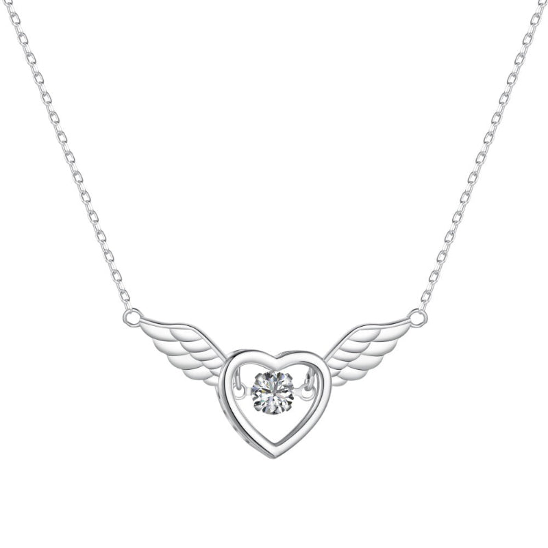 Floating Stone Winged Heart Necklace

