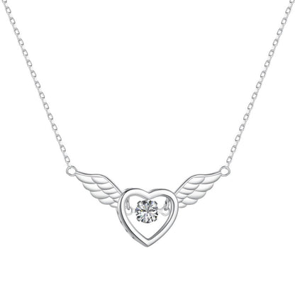 Floating Stone Winged Heart Necklace

