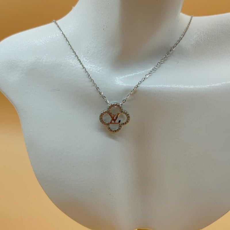 Silver Clover LV Necklace