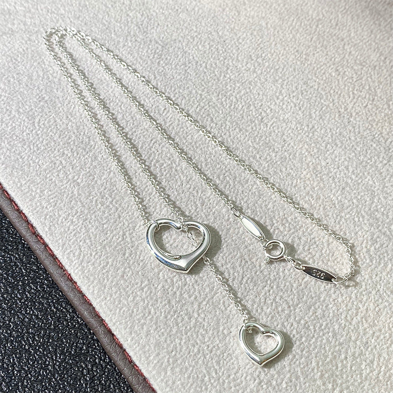 Modern Open Heart Sterling Silver Necklace

