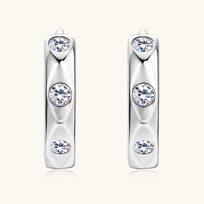 925 Silver Moissanite Huggie Earrings