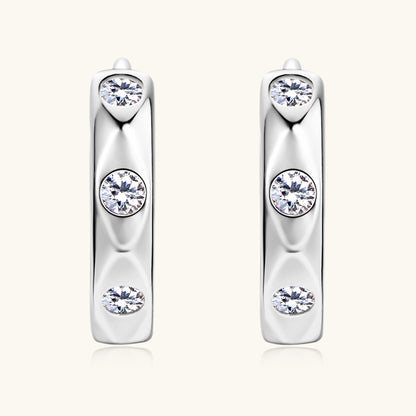 925 Silver Moissanite Huggie Earrings