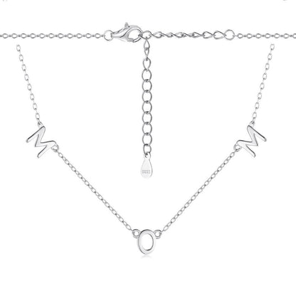 Charming Silver Mom Pendant Necklace