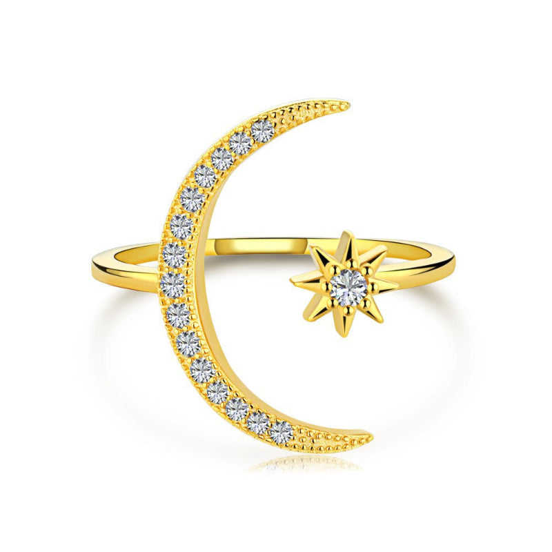 Twinkle Moon and Star Open Ring

