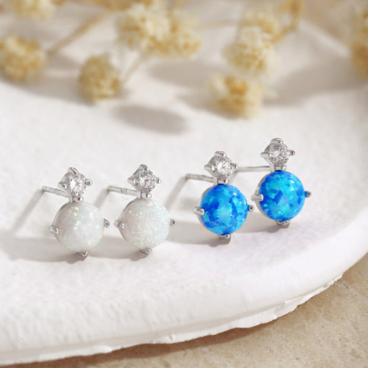 Opal and Zircon Stud Earrings

