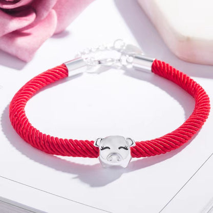 Red/Black Pig Charm Bracelet