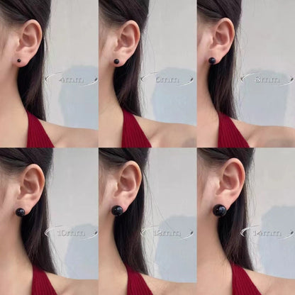 4~14mm women`s black stud earrings