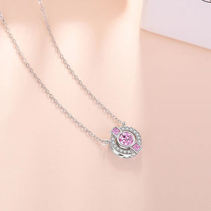 pink diamond circle necklace