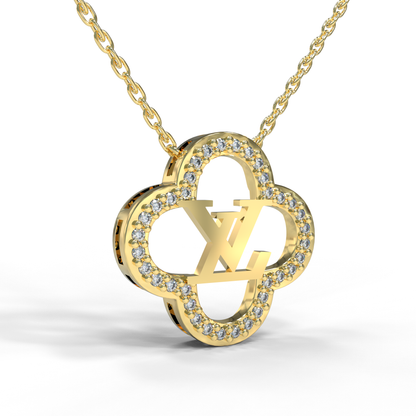 Letter Clover Pendant Necklace