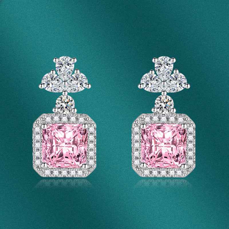 925 Sterling Silver Yellow Cushion-Cut Earrings for Women