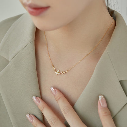 Graceful Butterfly & Pave Leaf


