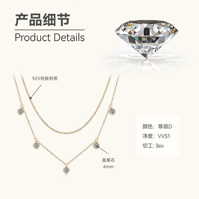 Modern Cascading Moissanite Necklace

