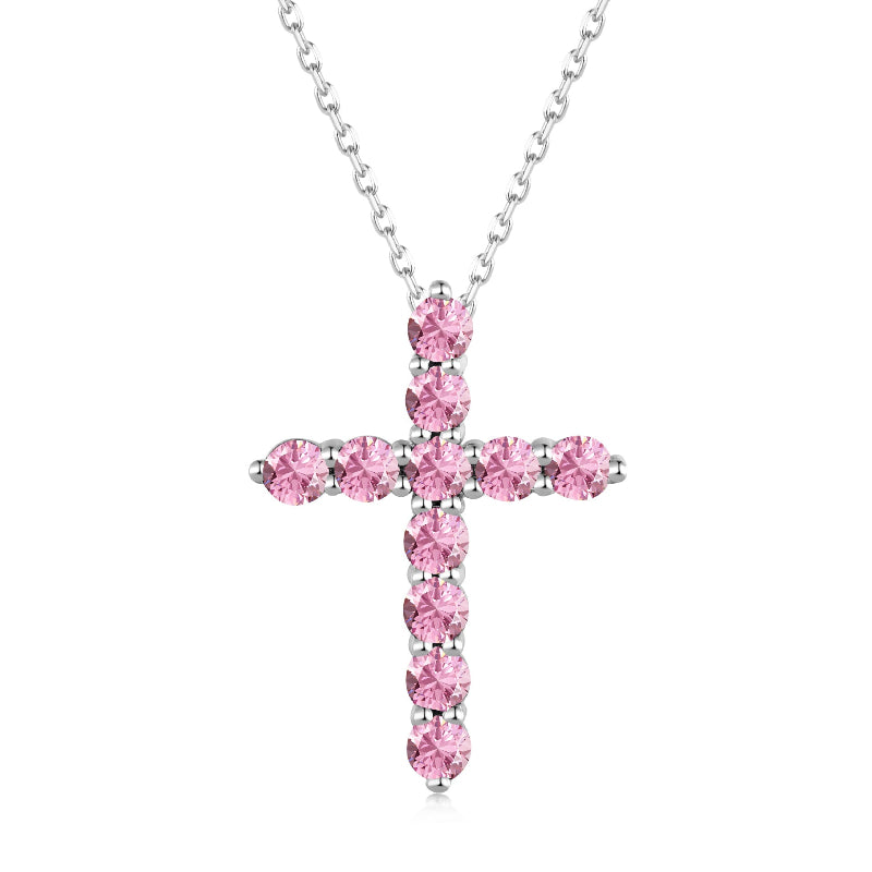 Artistic Sterling Silver Cross with Gemstones

