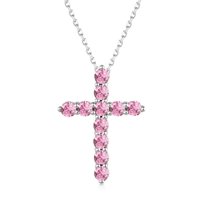 Artistic Sterling Silver Cross with Gemstones

