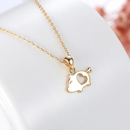 Minimalist Pig Heart Necklace

