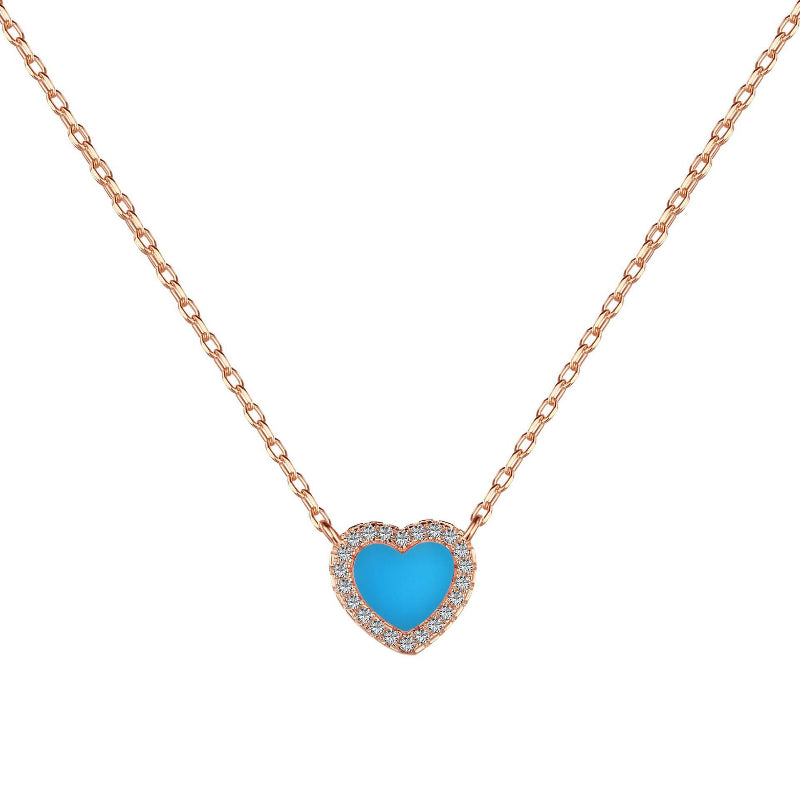 blue enamel heart necklace